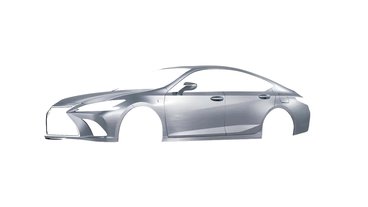 Lexus ES F Sport 2022 wrapped in Brushed Aluminum (Avery Dennison SW900-812-X), front three-quarter view