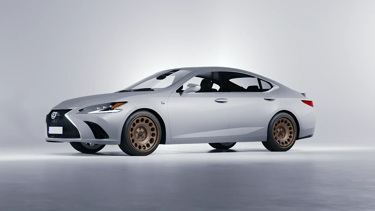 Lexus ES F Sport 2022 on HRE Performance Wheels 037-GTM forged wheels, front three-quarter view