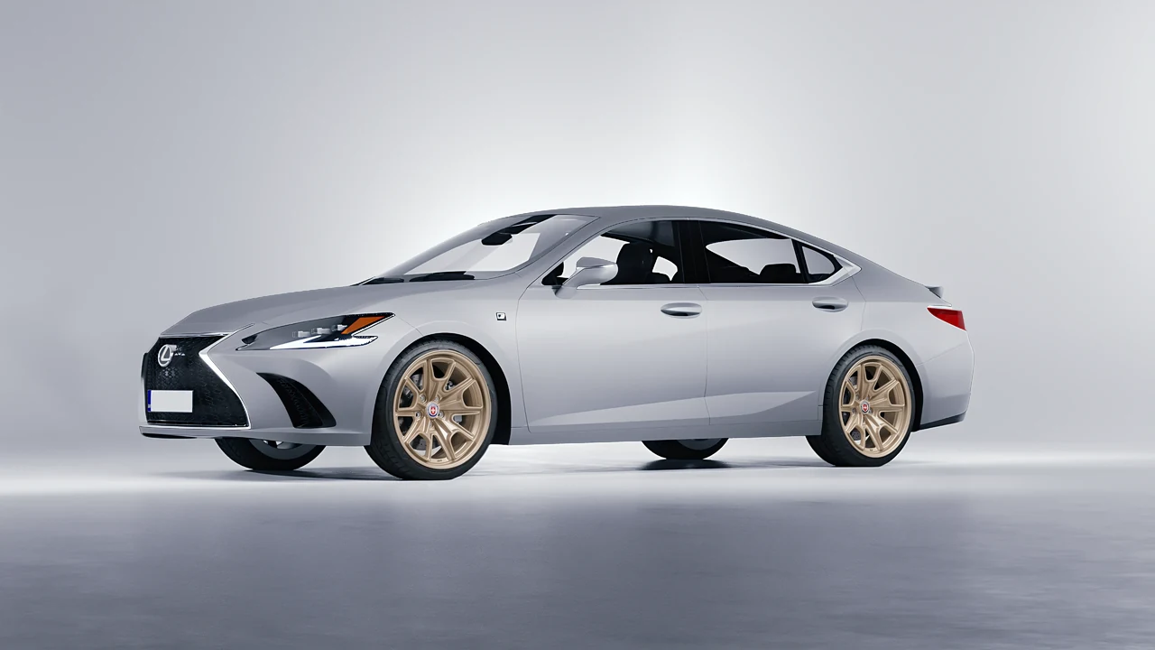 Lexus ES F Sport 2022 on HRE Performance Wheels 427M forged wheels, front three-quarter view