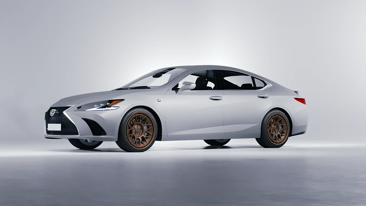 Lexus ES F Sport 2022 on HRE Performance Wheels 500-GTM forged wheels, front three-quarter view