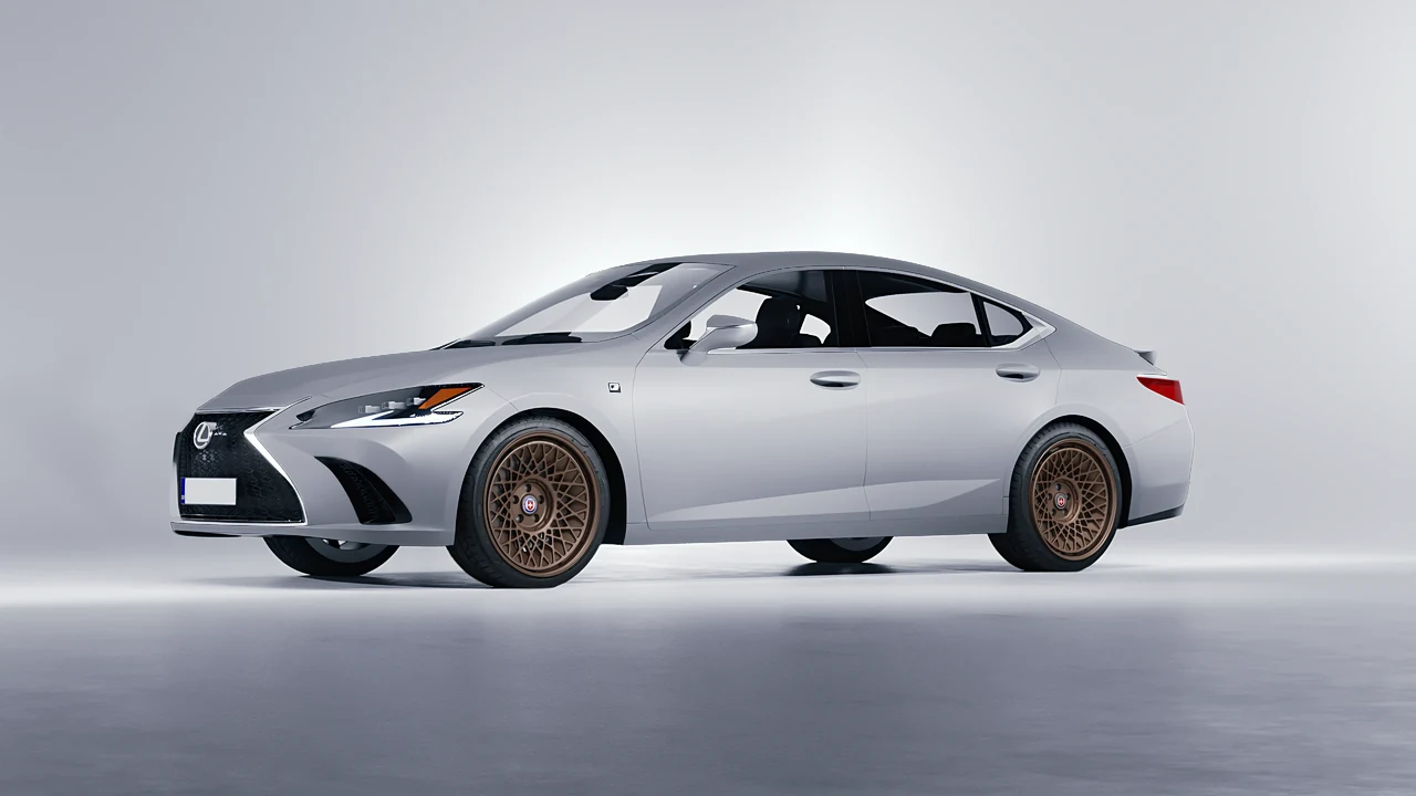 Lexus ES F Sport 2022 on HRE Performance Wheels 501-GTM forged wheels, front three-quarter view