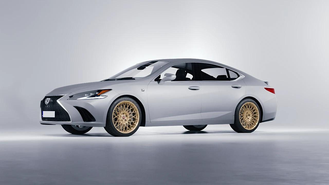 Lexus ES F Sport 2022 on HRE Performance Wheels 501M forged wheels, front three-quarter view