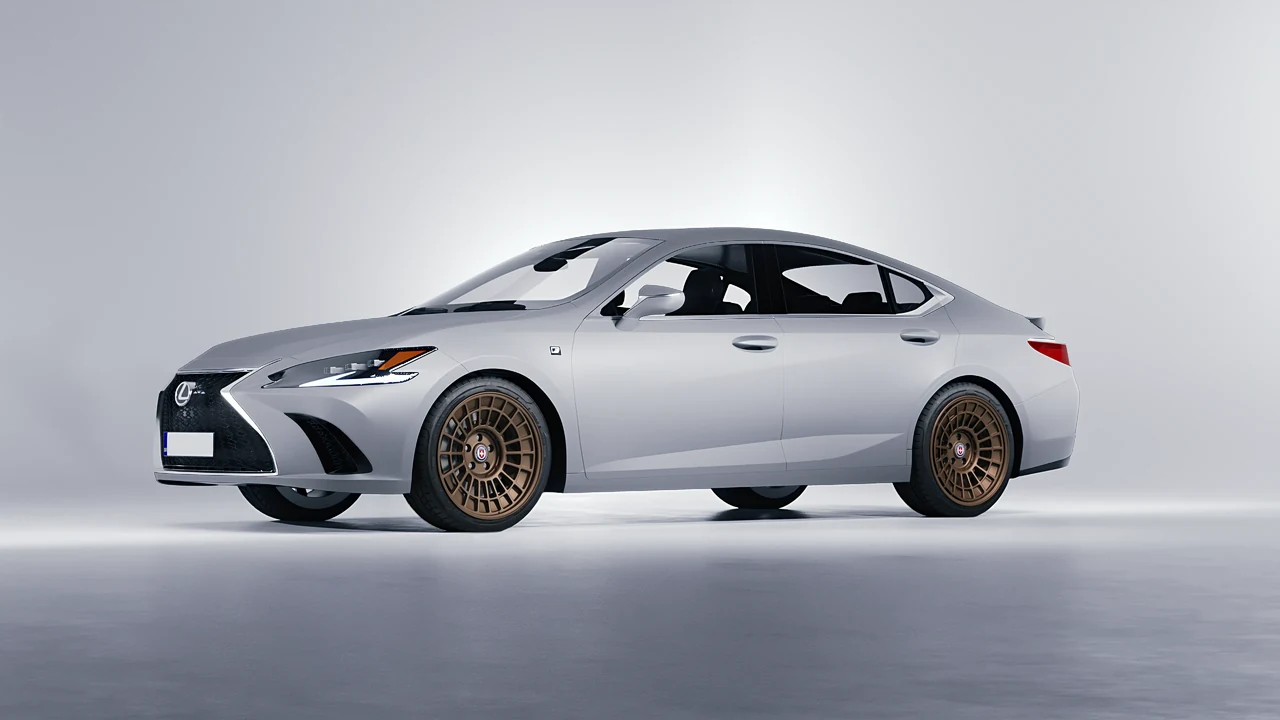 Lexus ES F Sport 2022 on HRE Performance Wheels 515-GTM forged wheels, front three-quarter view