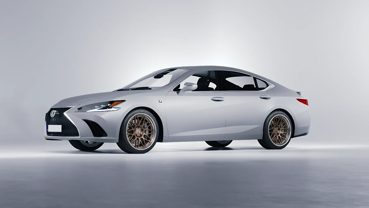 Lexus ES F Sport 2022 on HRE Performance Wheels C100 forged wheels, front three-quarter view