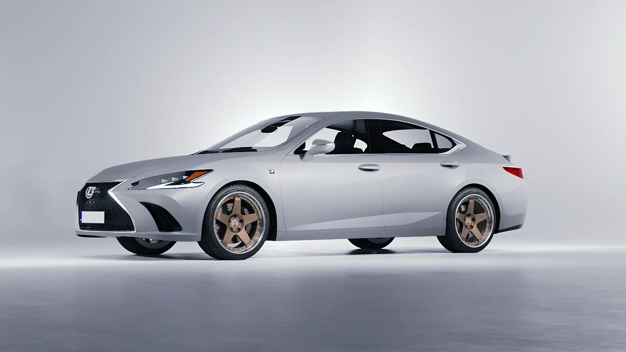 Lexus ES F Sport 2022 on HRE Performance Wheels C105 forged wheels, front three-quarter view