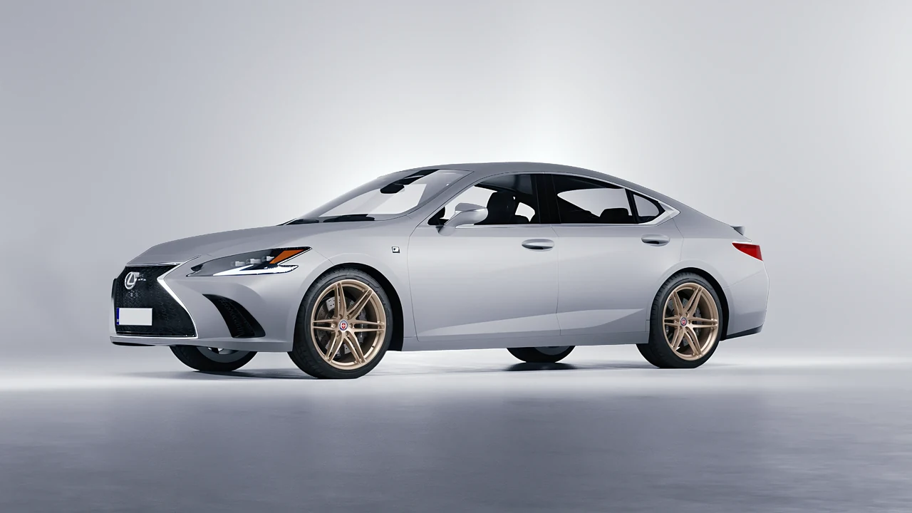 Lexus ES F Sport 2022 on HRE Performance Wheels P106 forged wheels, front three-quarter view
