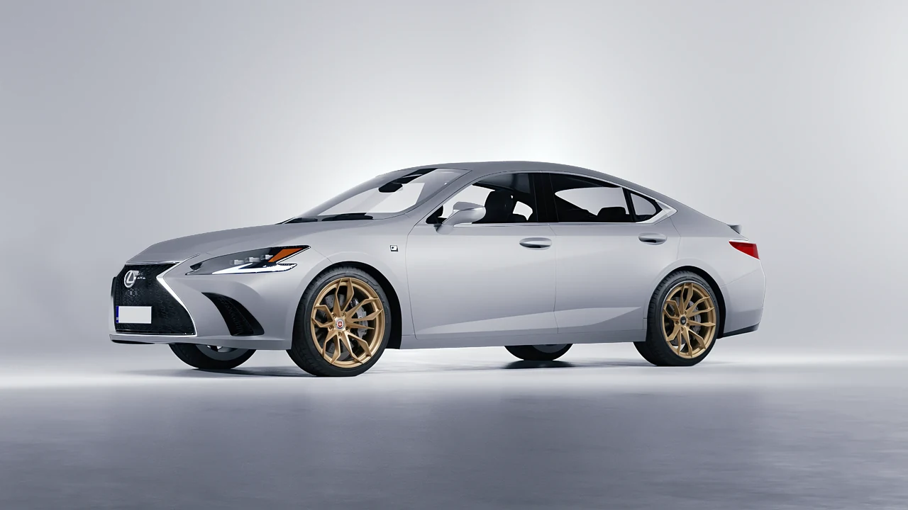 Lexus ES F Sport 2022 on HRE Performance Wheels S201H forged wheels, front three-quarter view
