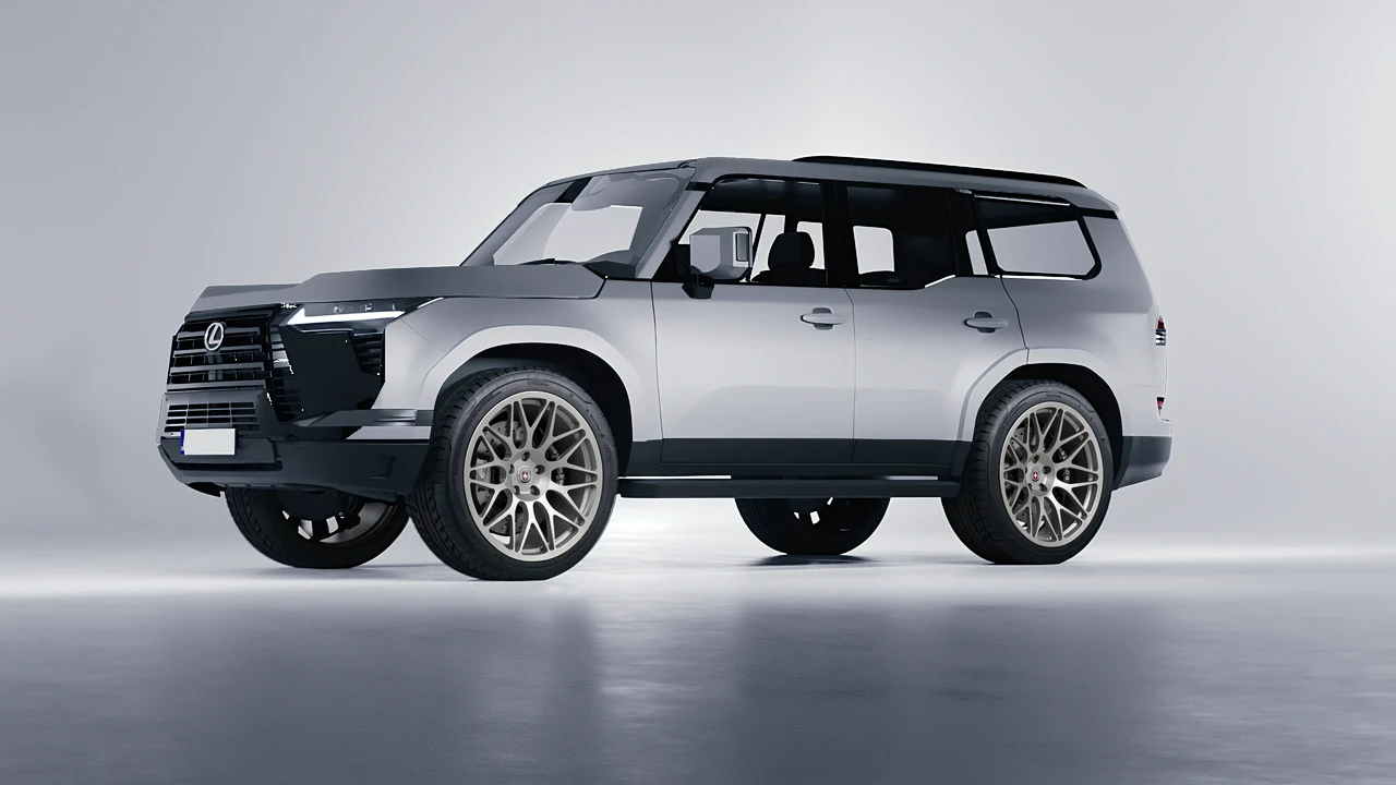 Lexus GX 2024 on HRE Performance Wheels 300M forged wheels, front three-quarter view