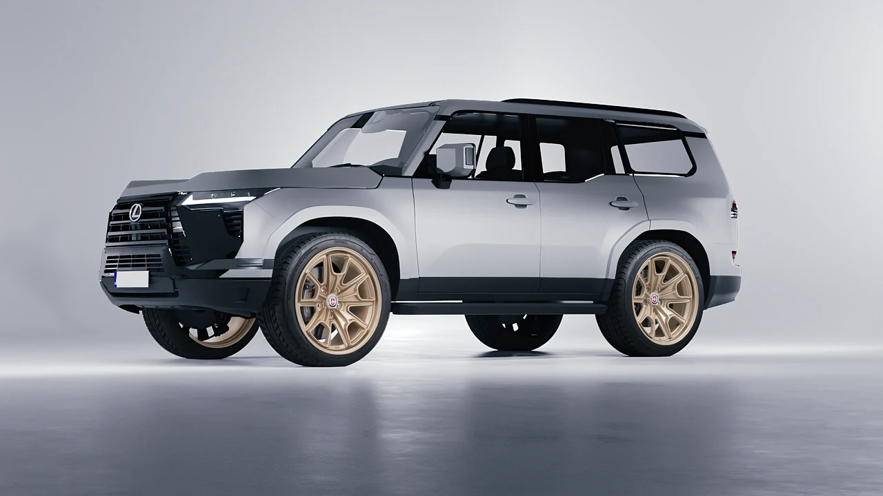 Lexus GX 2024 on HRE Performance Wheels 427M forged wheels, front three-quarter view