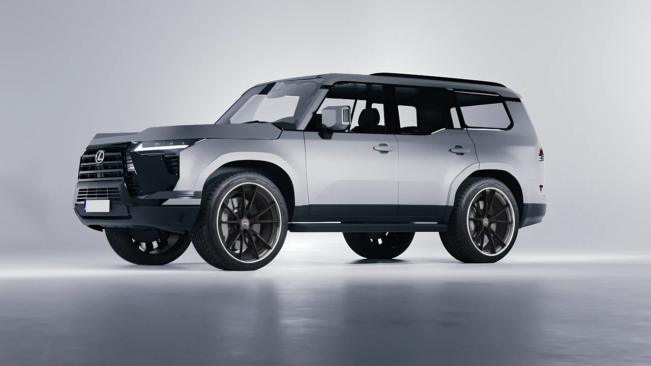 Lexus GX 2024 on HRE Performance Wheels S104 forged wheels, front three-quarter view