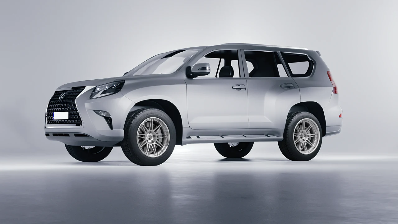 Lexus GX460 2021 on HRE Performance Wheels 301 forged wheels, front three-quarter view