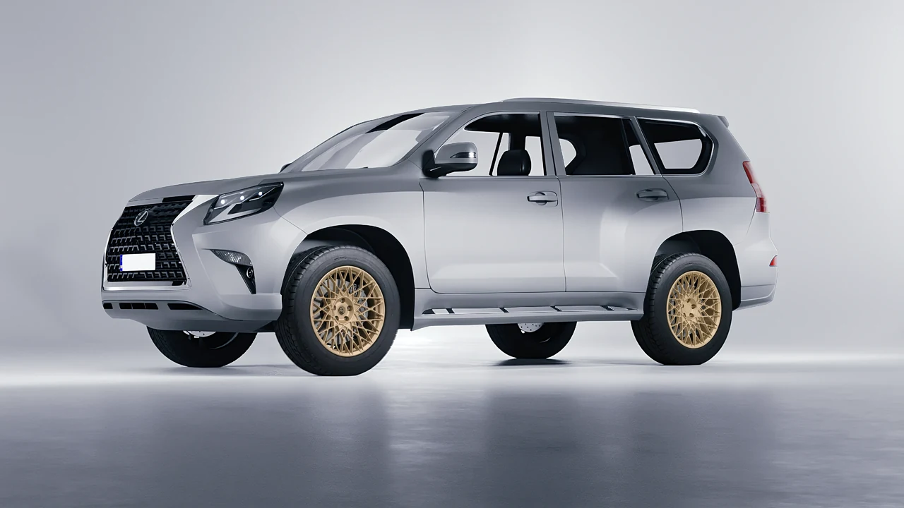 Lexus GX460 2021 on HRE Performance Wheels 501M forged wheels, front three-quarter view