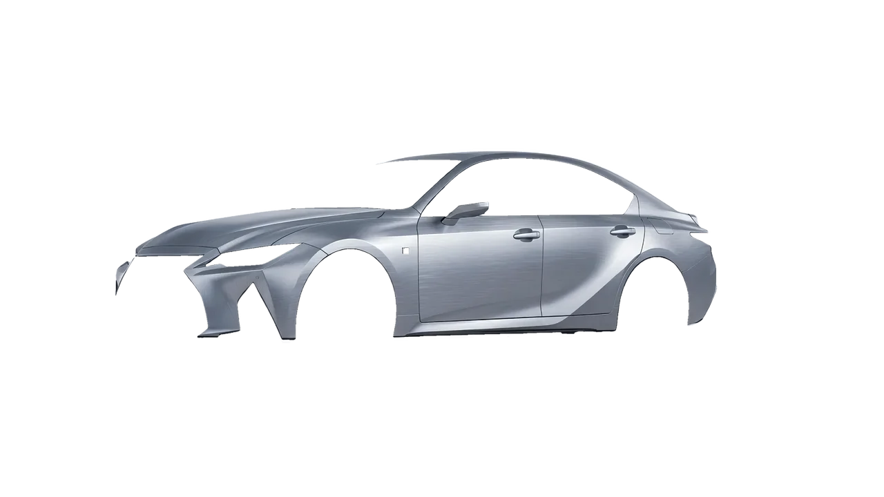 Lexus IS 350 F Sport 2021 wrapped in Brushed Aluminum (Avery Dennison SW900-812-X), front three-quarter view