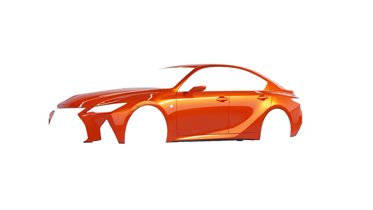 Lexus IS 350 F Sport 2021 wrapped in Fiery Orange (3M G364), front three-quarter view