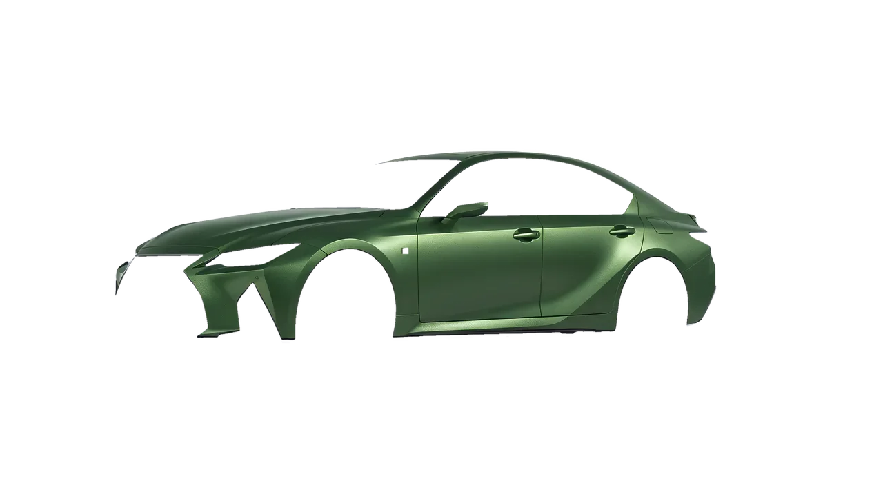 Lexus IS 350 F Sport 2021 wrapped in Apple Green (Avery Dennison SW900-745-M), front three-quarter view