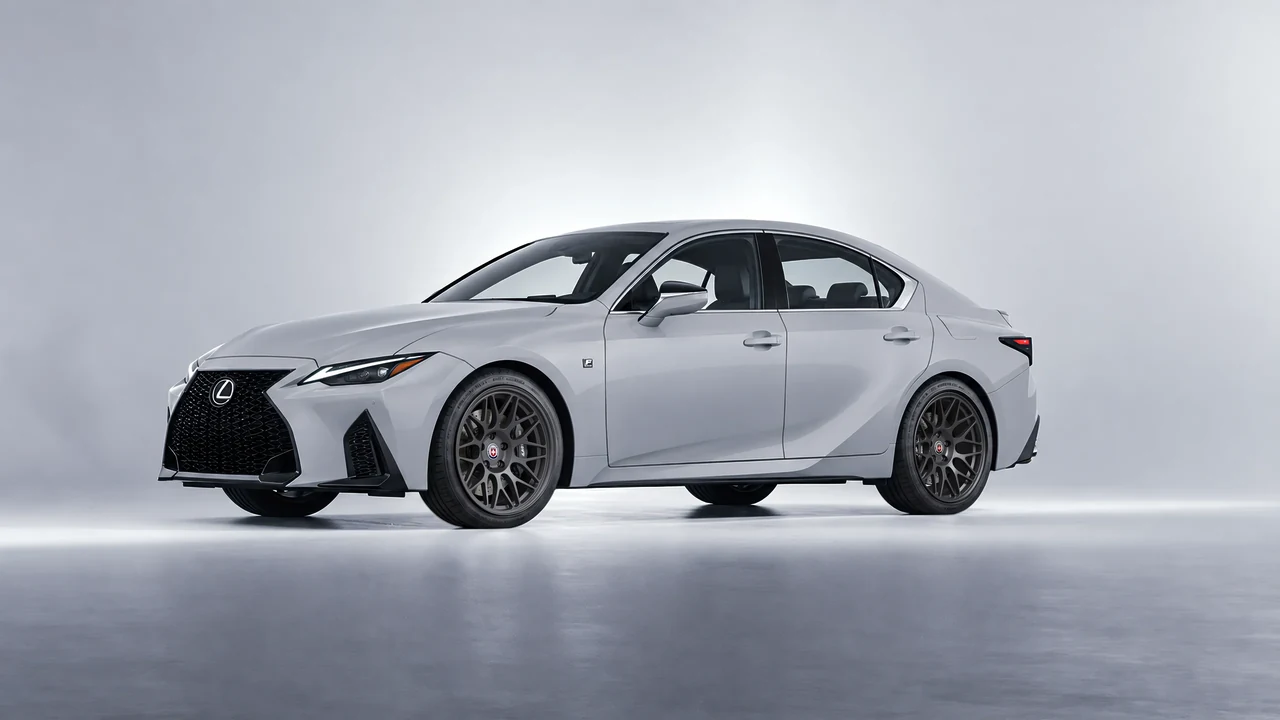 Lexus IS 350 F Sport 2021 on HRE Performance Wheels 300-GT forged wheels, front three-quarter view