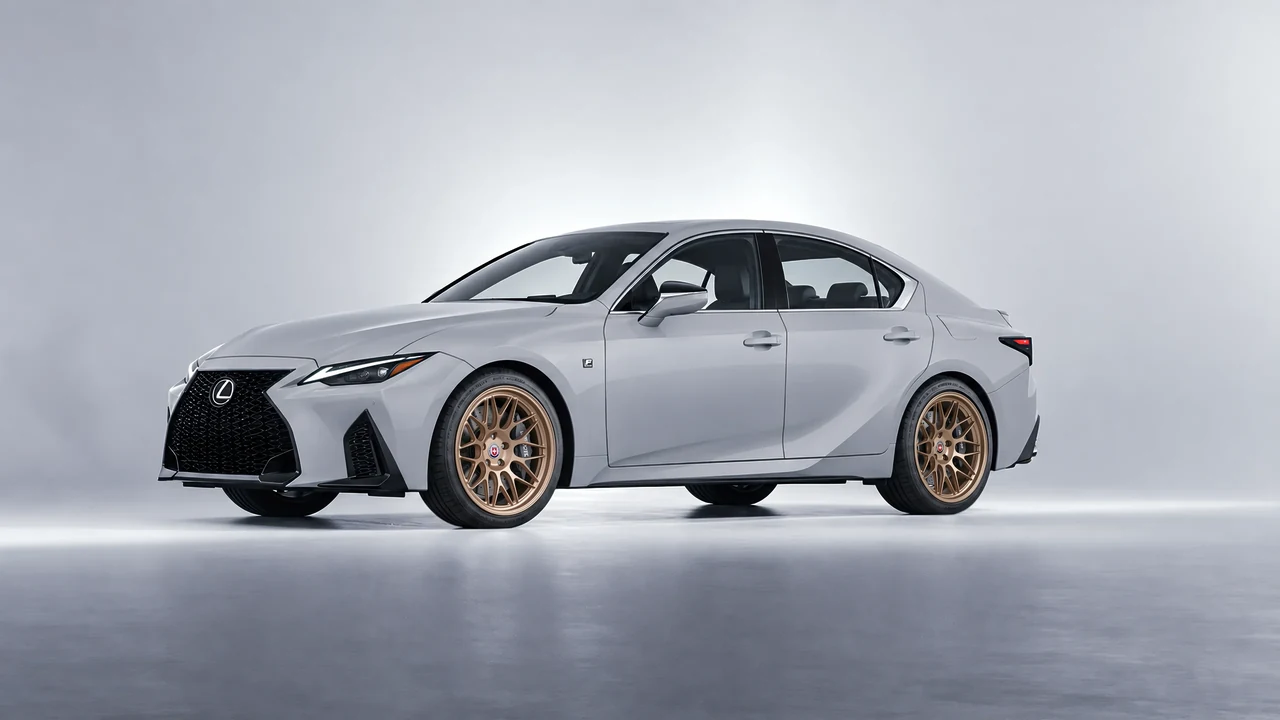 Lexus IS 350 F Sport 2021 on HRE Performance Wheels 300-GTS forged wheels, front three-quarter view
