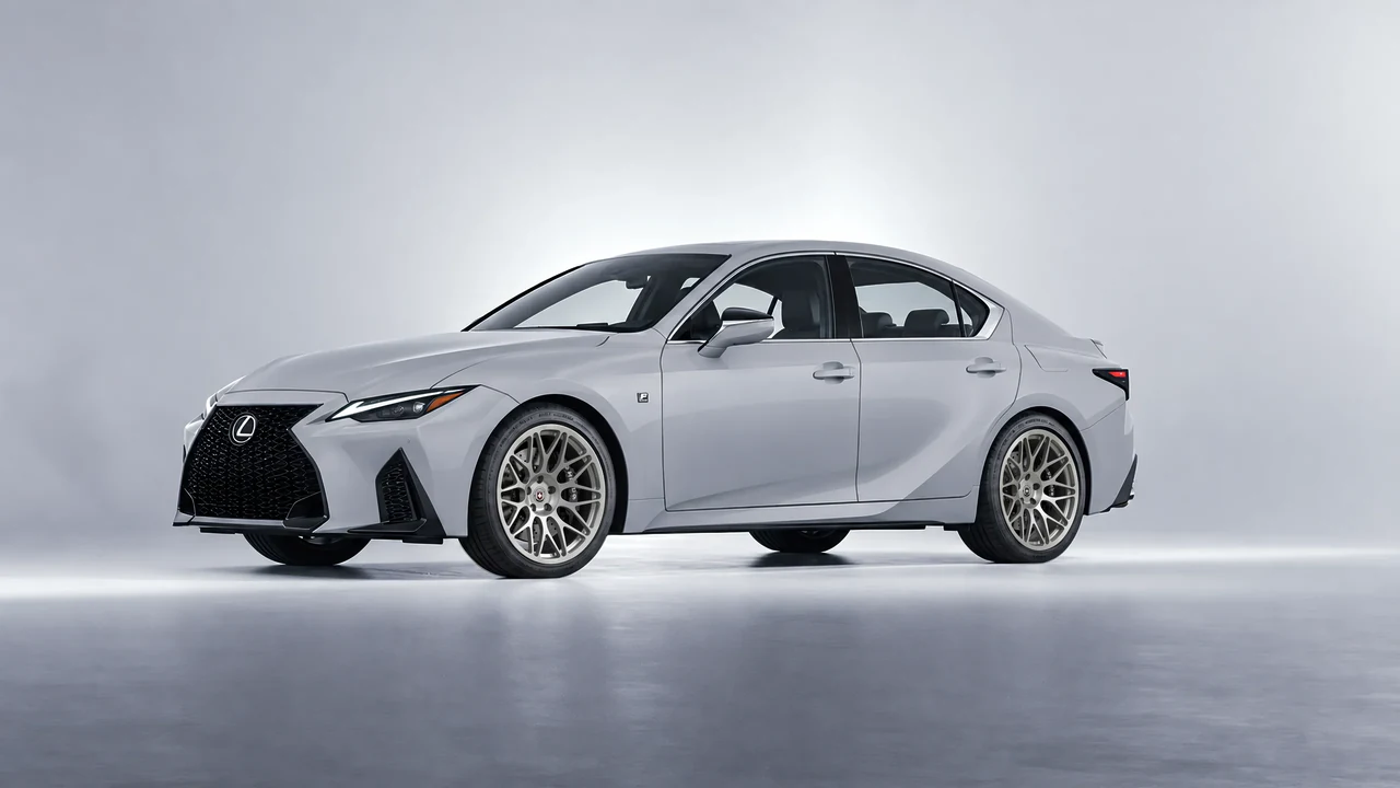Lexus IS 350 F Sport 2021 on HRE Performance Wheels 300M forged wheels, front three-quarter view