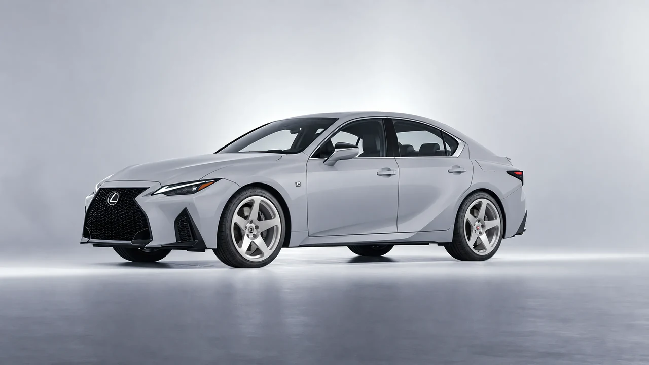 Lexus IS 350 F Sport 2021 on HRE Performance Wheels 305M forged wheels, front three-quarter view