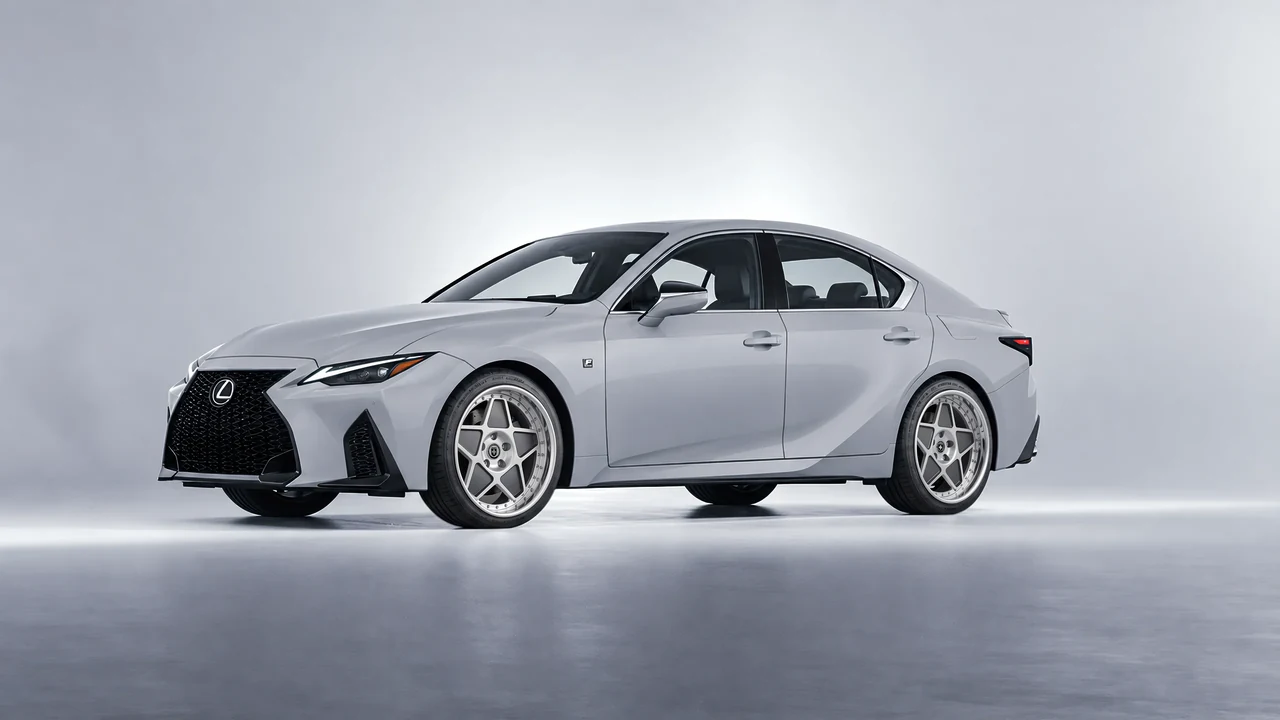 Lexus IS 350 F Sport 2021 on HRE Performance Wheels 505 forged wheels, front three-quarter view