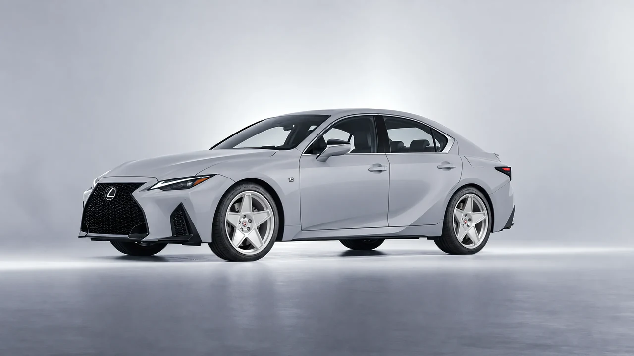 Lexus IS 350 F Sport 2021 on HRE Performance Wheels 505M forged wheels, front three-quarter view