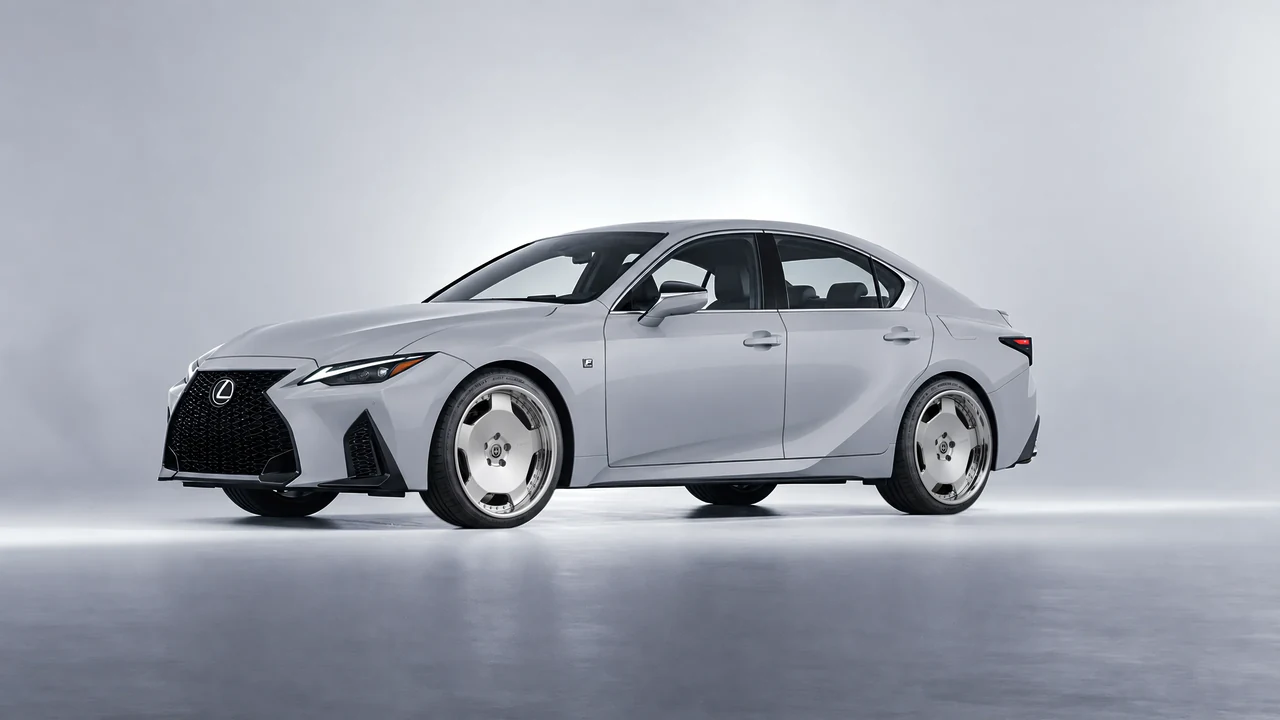 Lexus IS 350 F Sport 2021 on HRE Performance Wheels 544C forged wheels, front three-quarter view