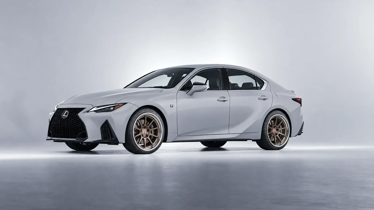 Lexus IS 350 F Sport 2021 on HRE Performance Wheels C103 forged wheels, front three-quarter view