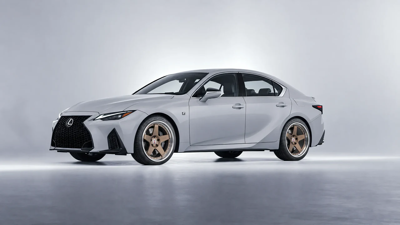 Lexus IS 350 F Sport 2021 on HRE Performance Wheels C105 forged wheels, front three-quarter view