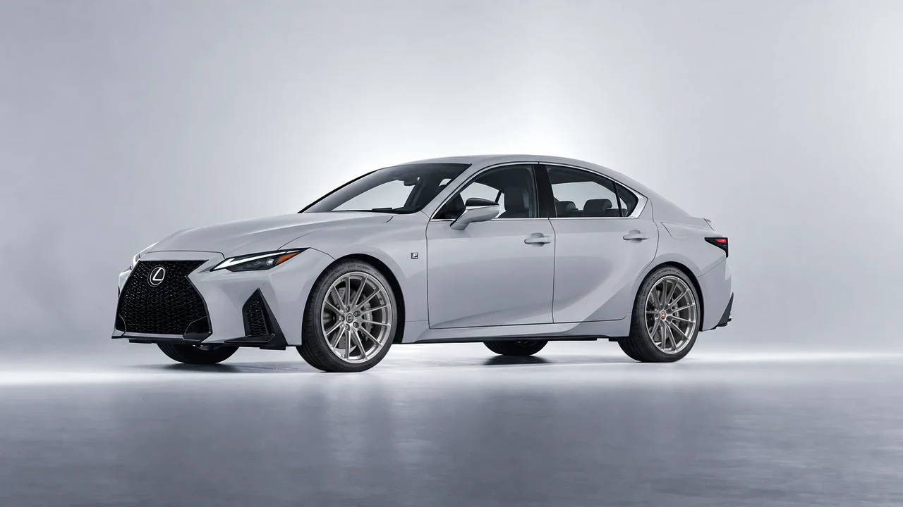 Lexus IS 350 F Sport 2021 on HRE Performance Wheels P103SC forged wheels, front three-quarter view