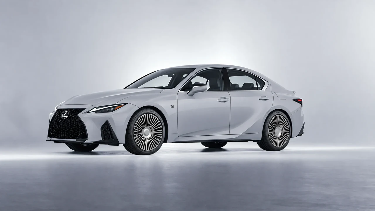 Lexus IS 350 F Sport 2021 on RDB LA 50 forged wheels, front three-quarter view