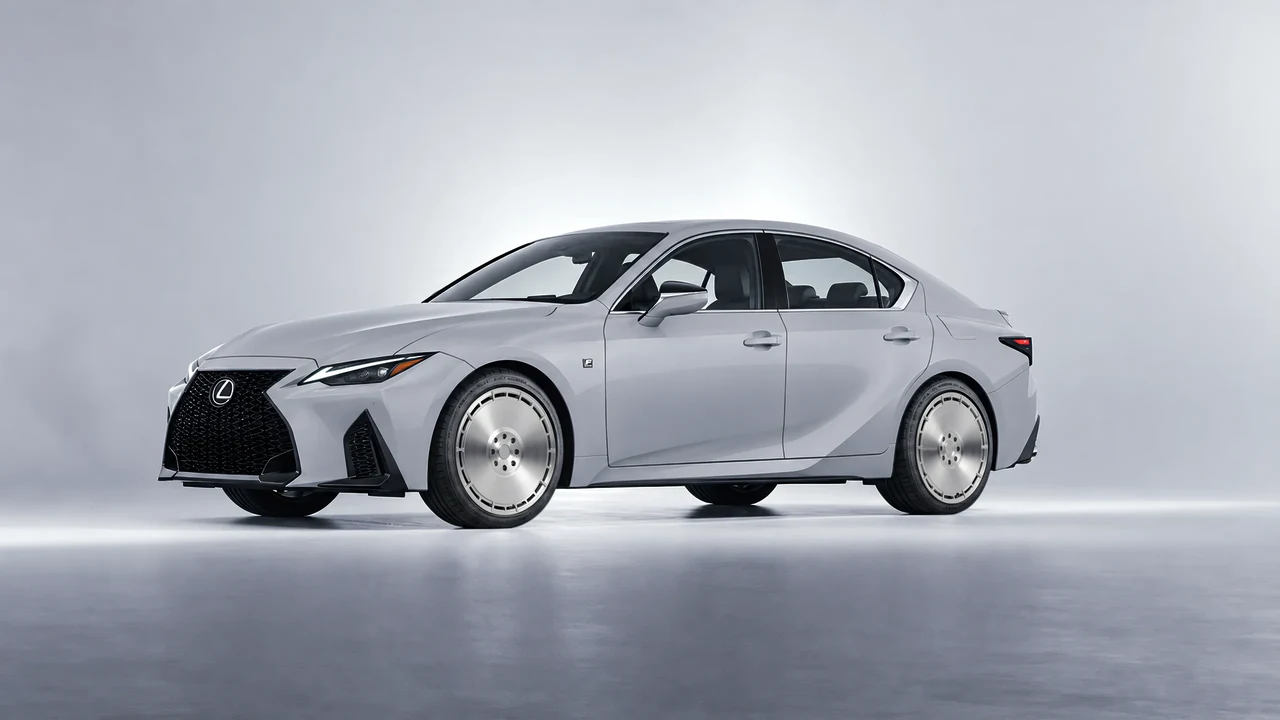 Lexus IS 350 F Sport 2021 on RDB LA Zero forged wheels, front three-quarter view