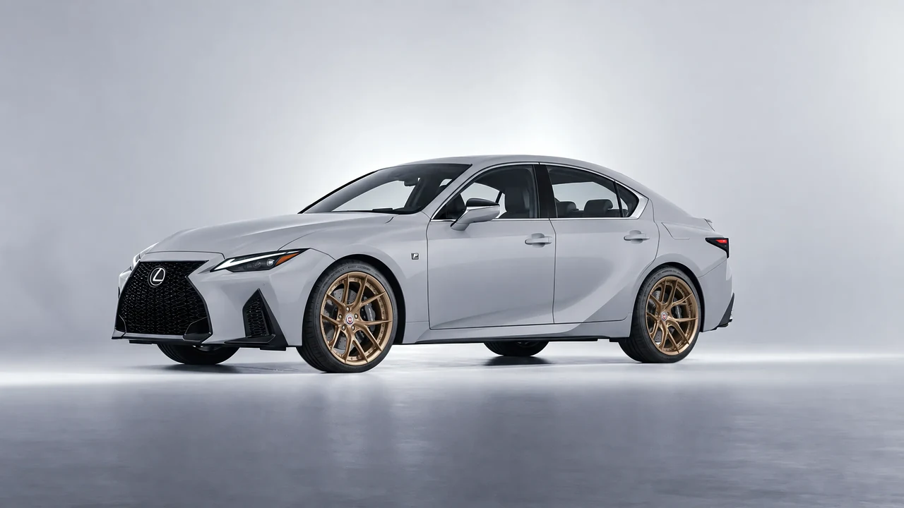 Lexus IS 350 F Sport 2021 on HRE Performance Wheels S101SC forged wheels, front three-quarter view