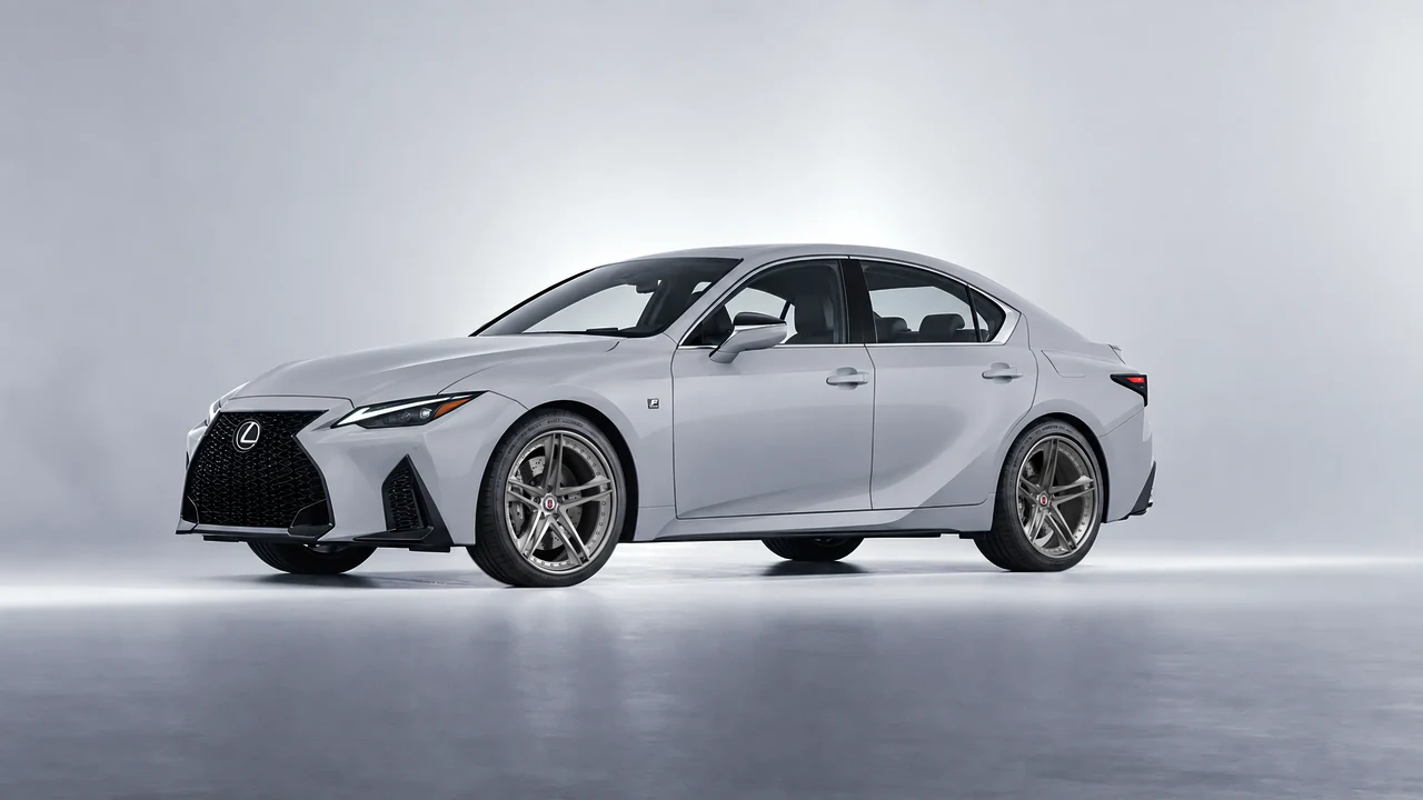 Lexus IS 350 F Sport 2021 on HRE Performance Wheels S207 forged wheels, front three-quarter view