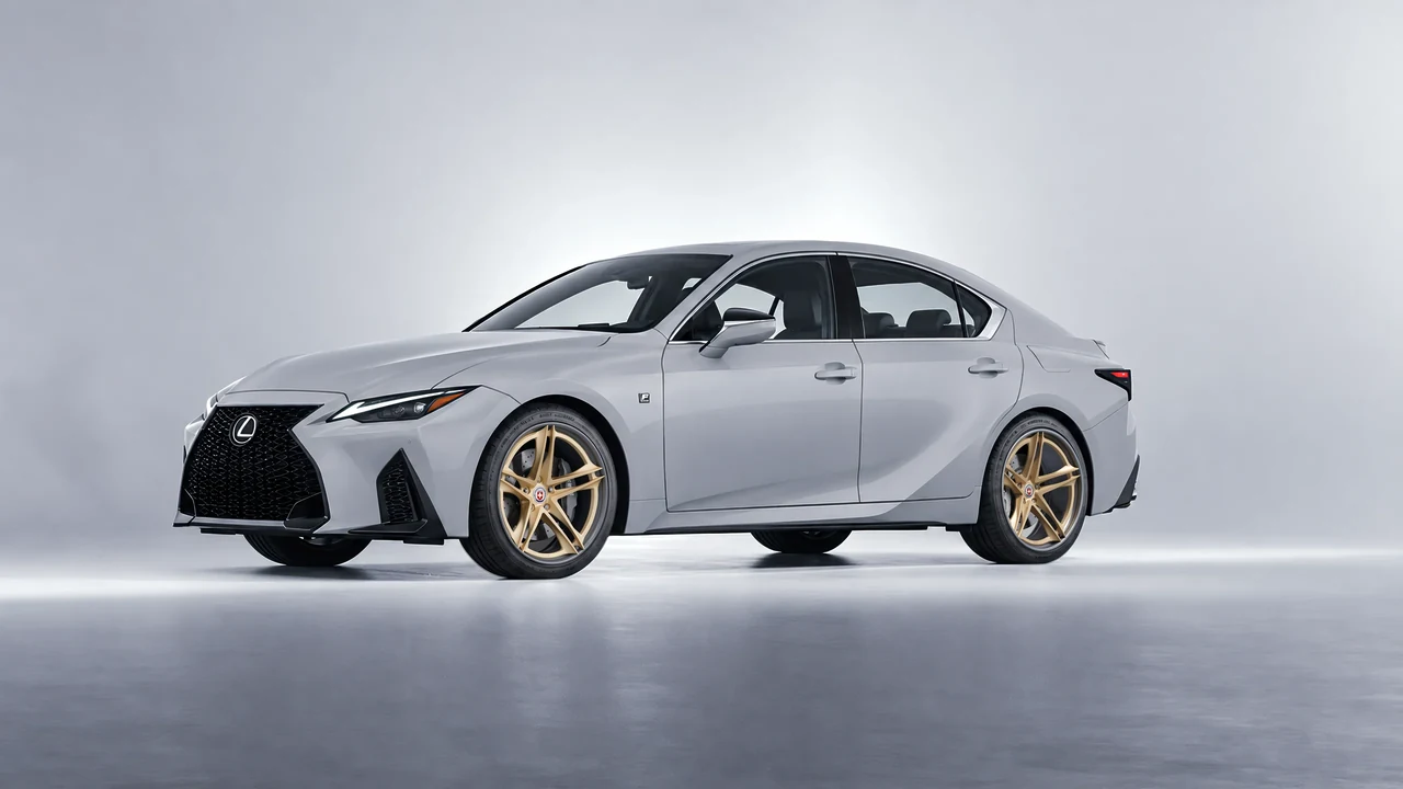 Lexus IS 350 F Sport 2021 on HRE Performance Wheels S207H forged wheels, front three-quarter view