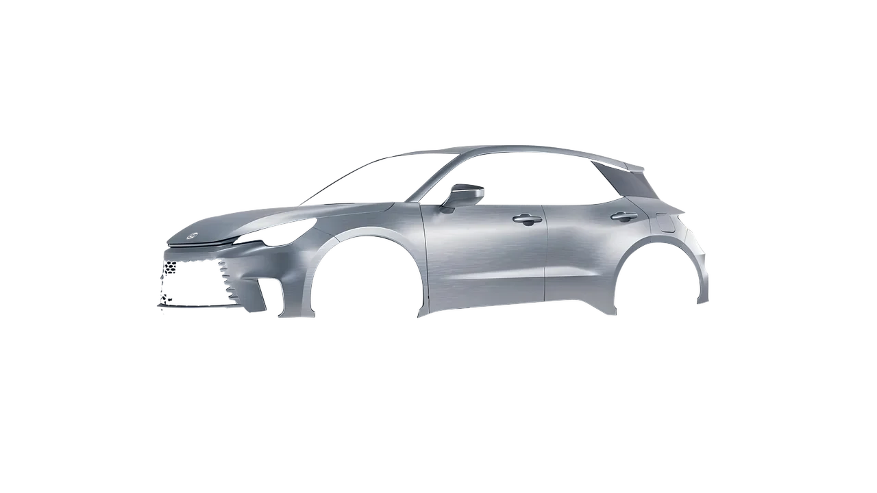 Lexus LBX 2024 wrapped in Brushed Aluminum (Avery Dennison SW900-812-X), front three-quarter view