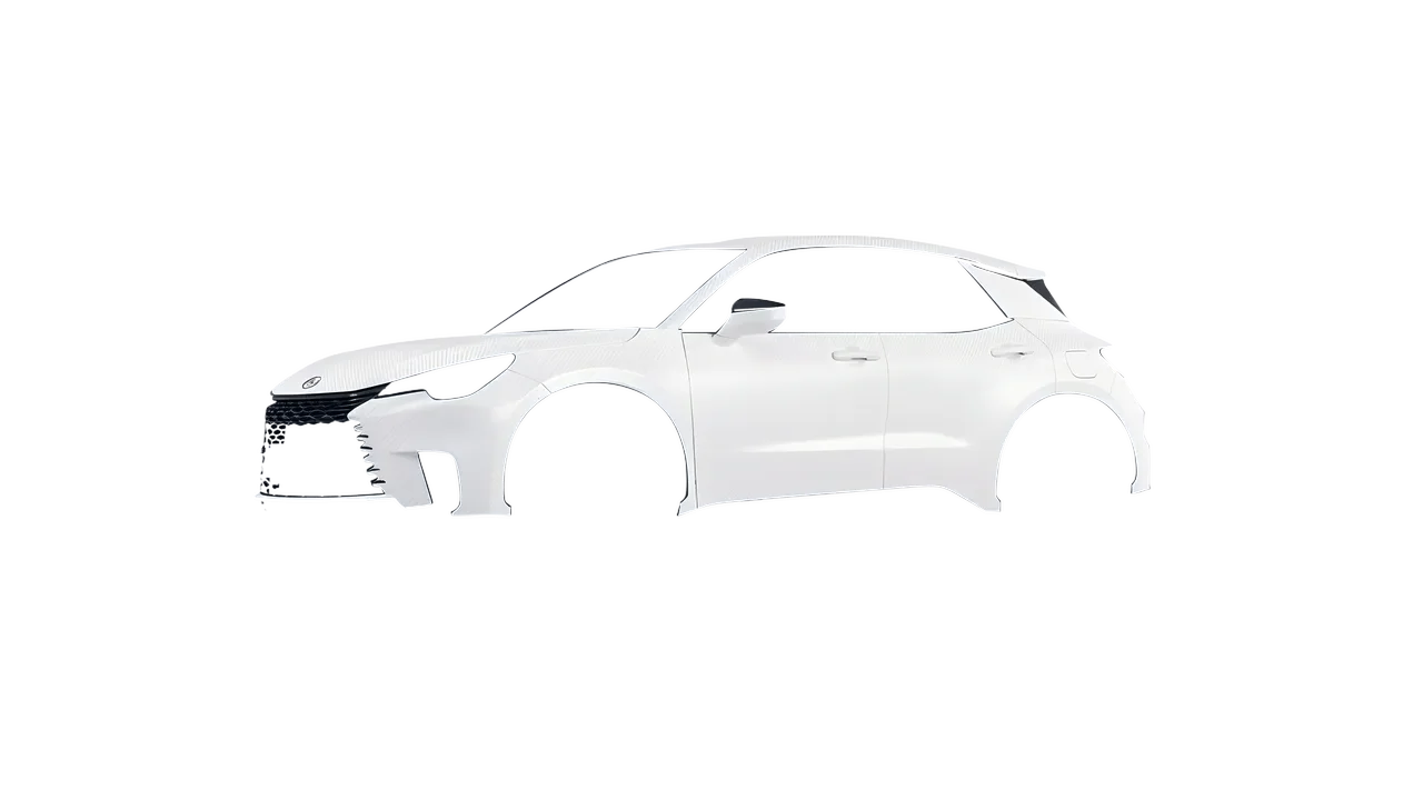 Lexus LBX 2024 wrapped in Carbon Fiber White (Avery Dennison SW900-115-X), front three-quarter view