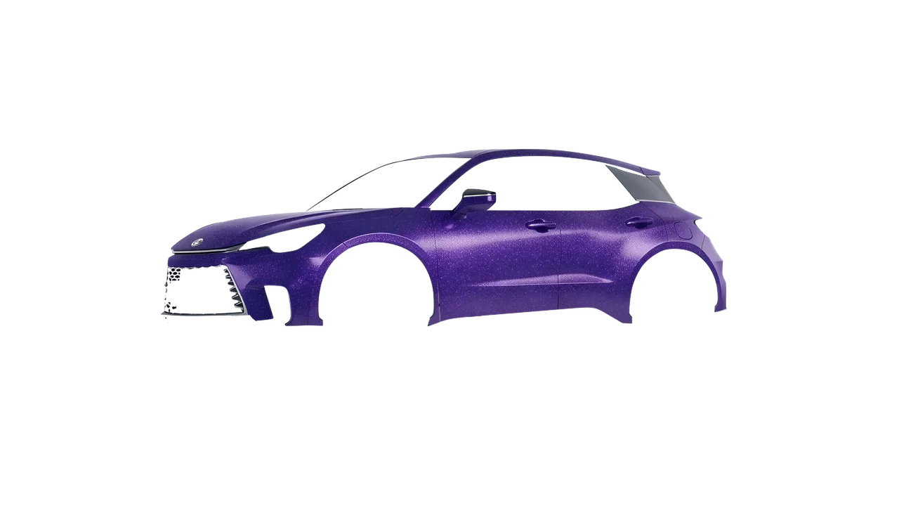 Lexus LBX 2024 wrapped in Purple (Avery Dennison SW900-587-D), front three-quarter view