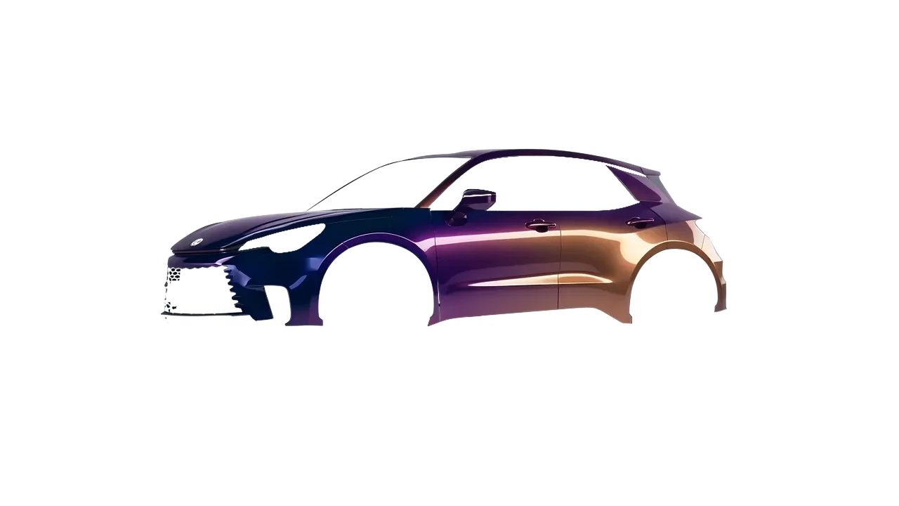 Lexus LBX 2024 wrapped in Gloss Flip Deep Space (3M GP278), front three-quarter view