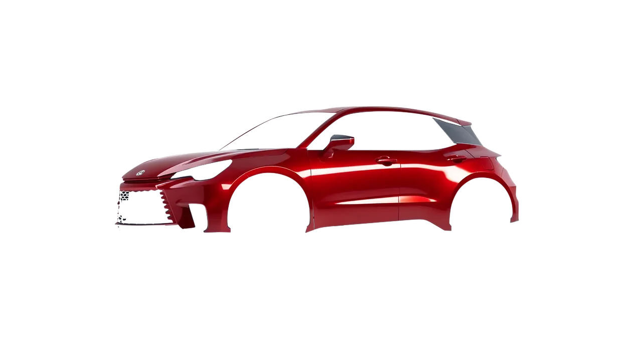 Lexus LBX 2024 wrapped in Hot Rod Red (3M G13), front three-quarter view