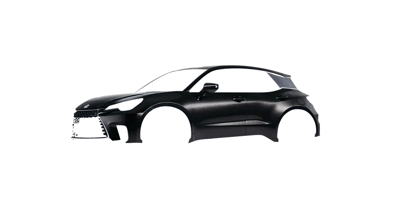 Lexus LBX 2024 wrapped in Mystery Black (Avery Dennison SW900-184-M), front three-quarter view