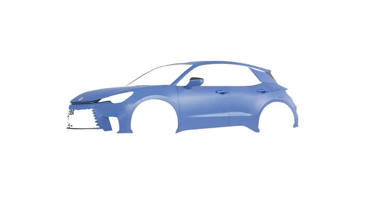 Lexus LBX 2024 wrapped in Dreamline Blue (Avery Dennison SW900-616-O), front three-quarter view