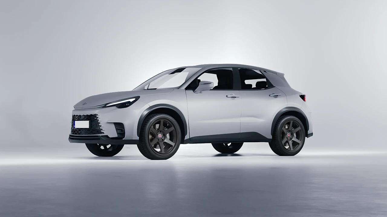 Lexus LBX 2024 on HRE Performance Wheels 306-GT forged wheels, front three-quarter view