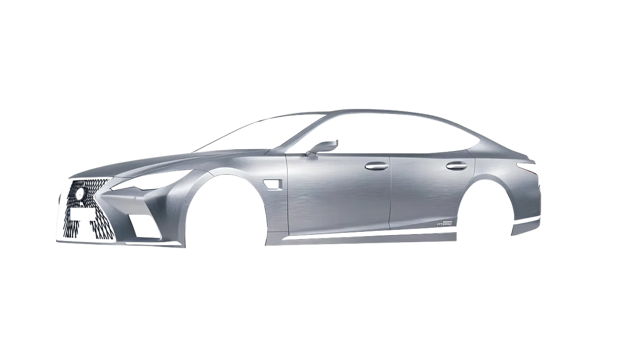 Lexus LS500H Hybrid 2022 wrapped in Brushed Aluminum (Avery Dennison SW900-812-X), front three-quarter view