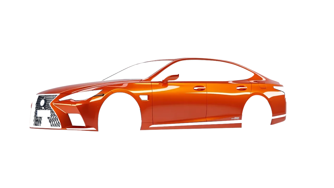 Lexus LS500H Hybrid 2022 wrapped in Fiery Orange (3M G364), front three-quarter view