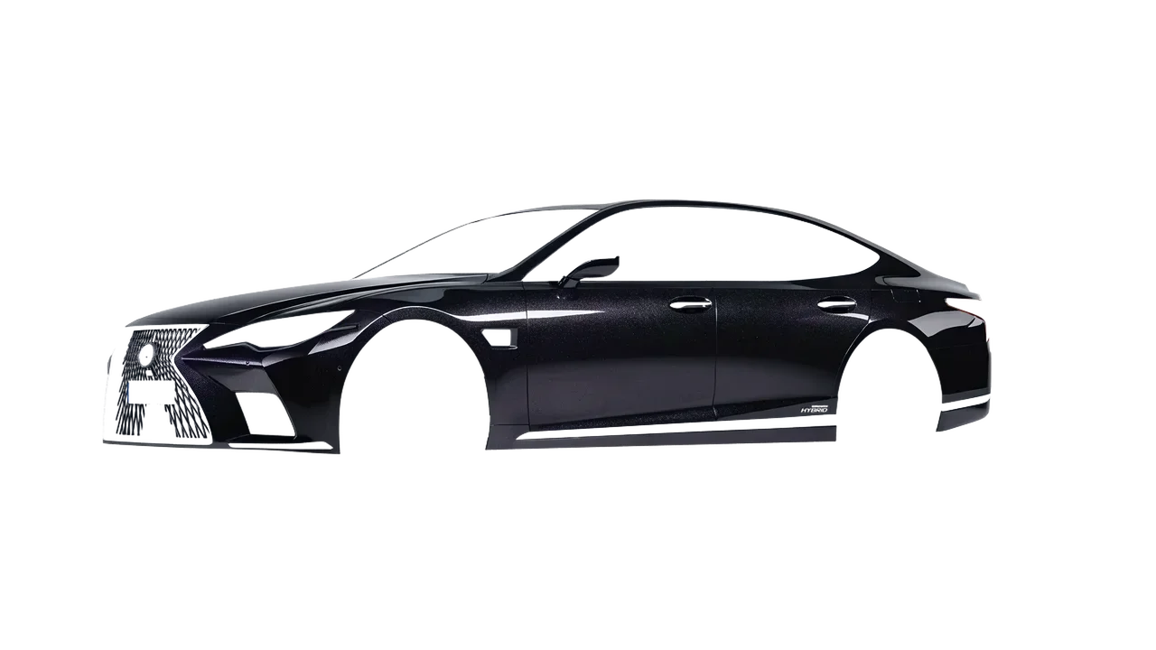 Lexus LS500H Hybrid 2022 wrapped in Mystery Black (Avery Dennison SW900-184-M), front three-quarter view