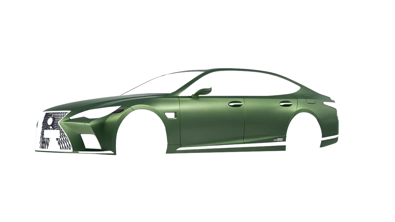 Lexus LS500H Hybrid 2022 wrapped in Apple Green (Avery Dennison SW900-745-M), front three-quarter view