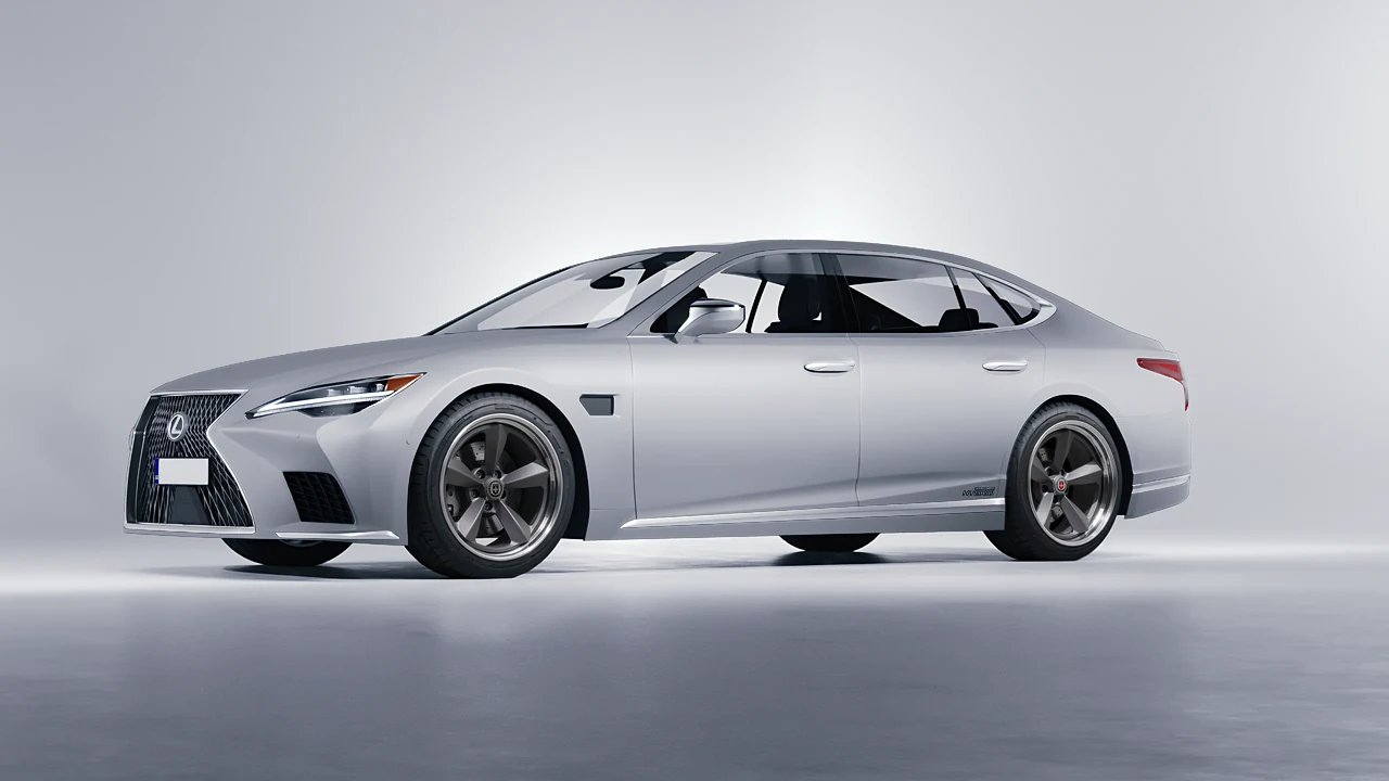 Lexus LS500H Hybrid 2022 on HRE Performance Wheels 105 forged wheels, front three-quarter view