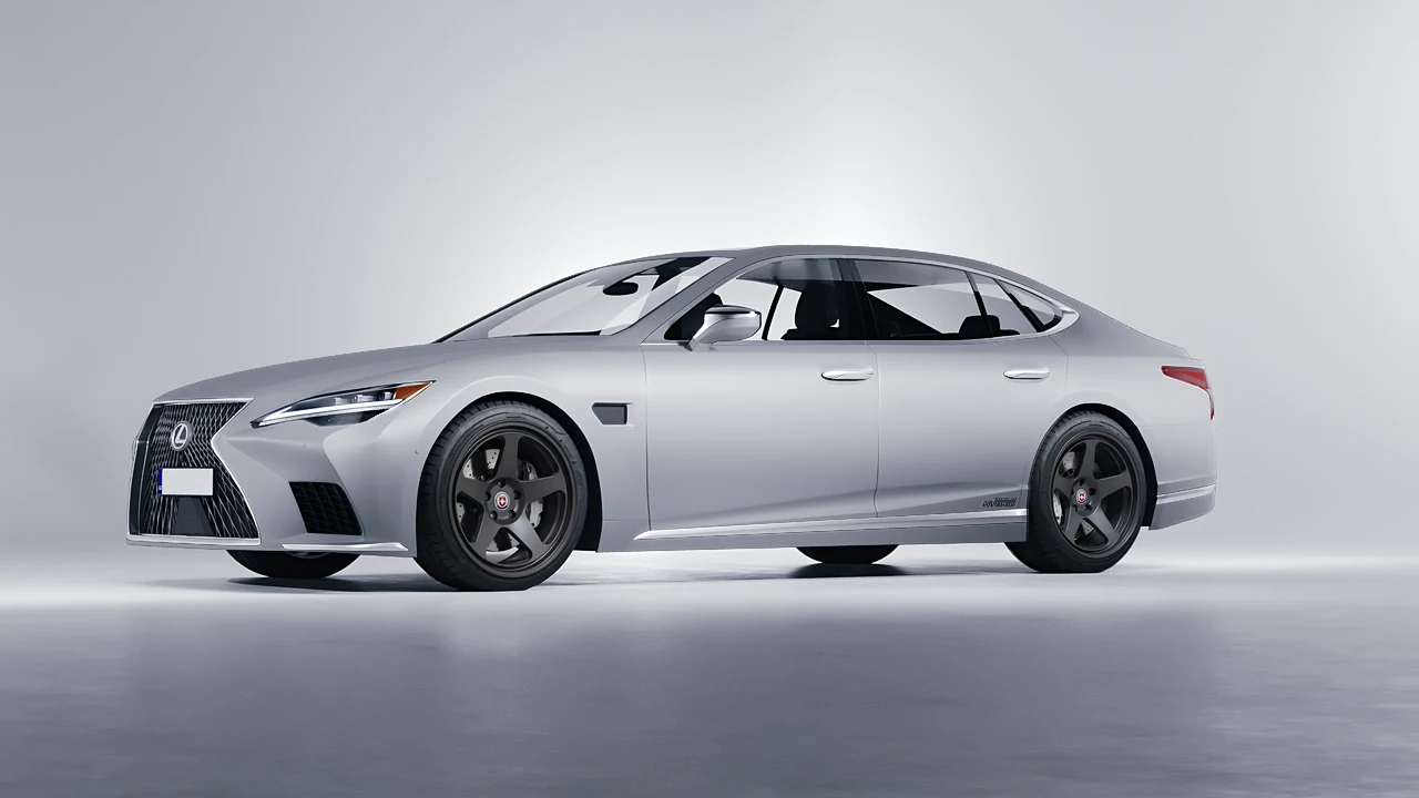 Lexus LS500H Hybrid 2022 on HRE Performance Wheels 305-GT forged wheels, front three-quarter view