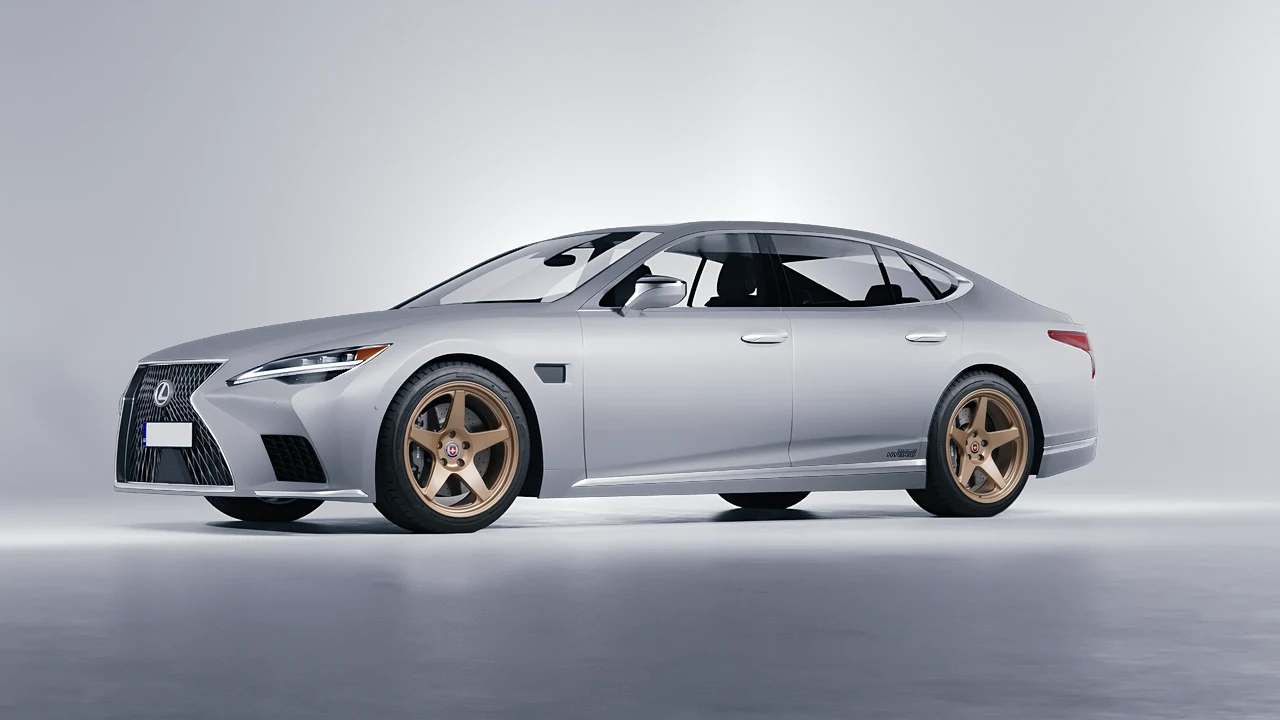 Lexus LS500H Hybrid 2022 on HRE Performance Wheels 305-GTS forged wheels, front three-quarter view