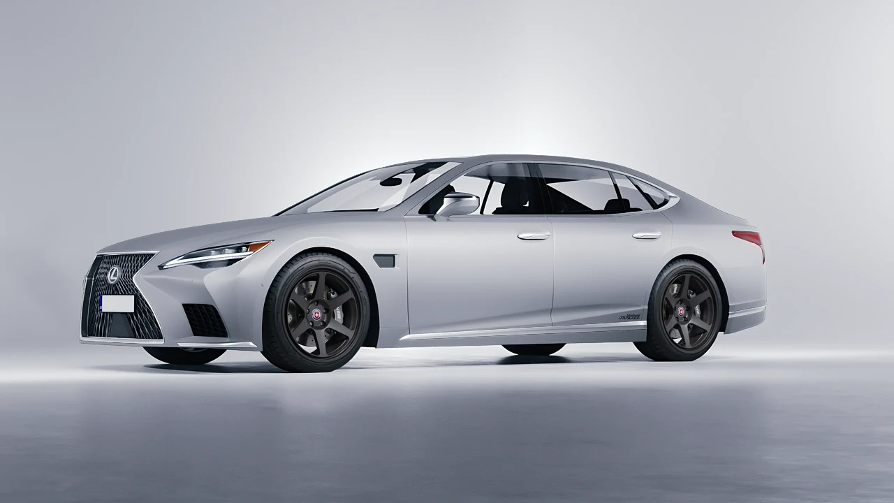 Lexus LS500H Hybrid 2022 on HRE Performance Wheels 306-GT forged wheels, front three-quarter view
